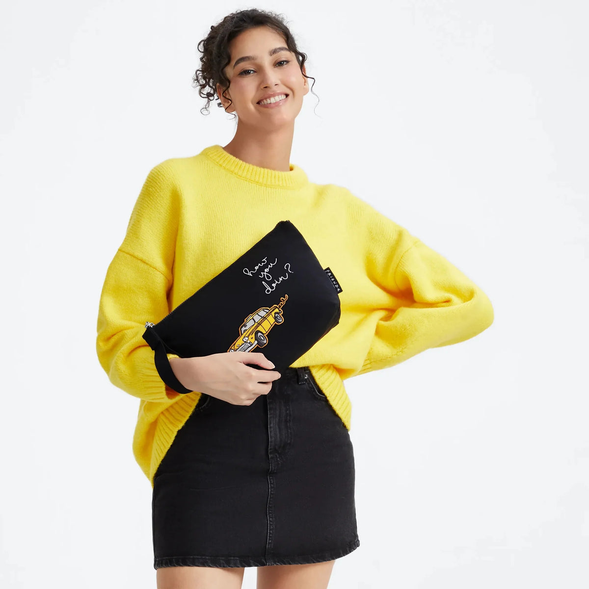 NAOMI POUCH L Yellow Cab Blck